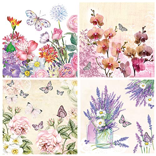 Botanical Cream 20pcs Pack of Decoupage Tissue Papers by Get Inspired 4designs, 5each